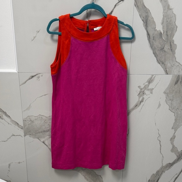Pink and Red Sleeveless Wide Strap Mini Dress - Picture 2 of 8